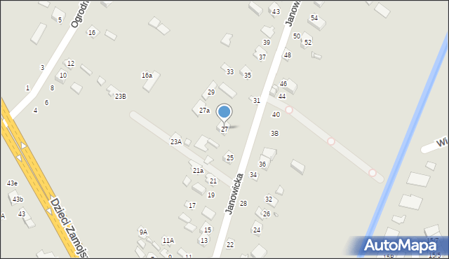 Zamość, Janowicka, 27, mapa Zamościa