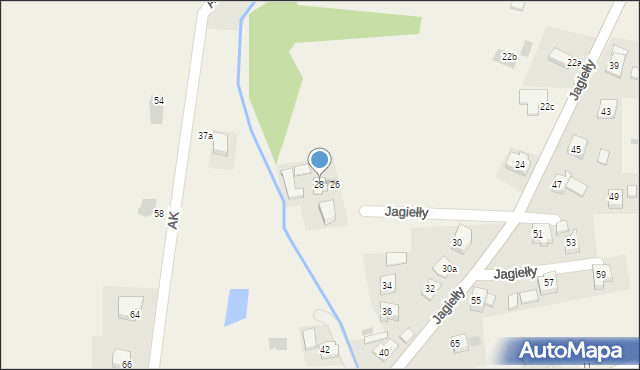 Zasole, Jagiełły Kostka, 28, mapa Zasole