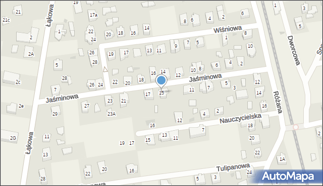 Żelistrzewo, Jaśminowa, 15, mapa Żelistrzewo