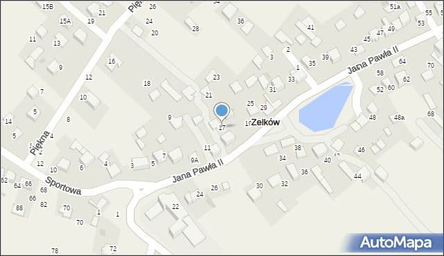 Zelków, Jana Pawła II, 17, mapa Zelków