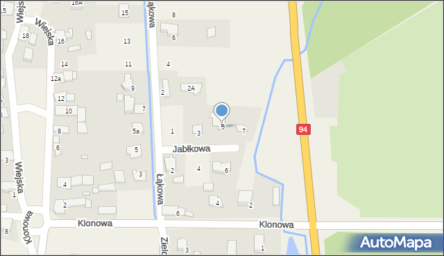 Zielęcice, Jabłkowa, 5, mapa Zielęcice