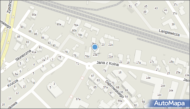 Zielona Góra, Jana z Kolna, 23a, mapa Zielona Góra