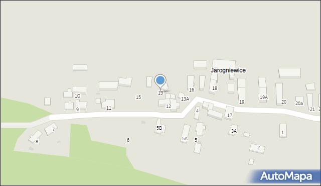 Zielona Góra, Jarogniewice, 13, mapa Zielona Góra