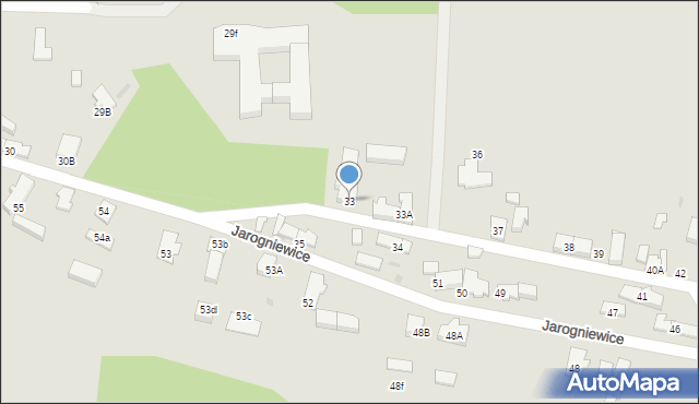 Zielona Góra, Jarogniewice, 33, mapa Zielona Góra