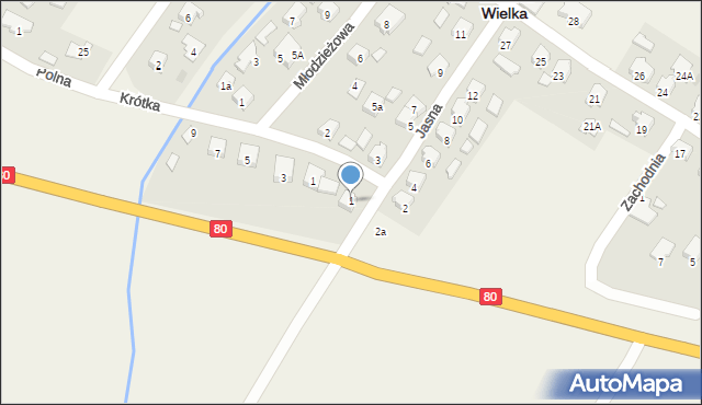 Zławieś Wielka, Jasna, 1, mapa Zławieś Wielka