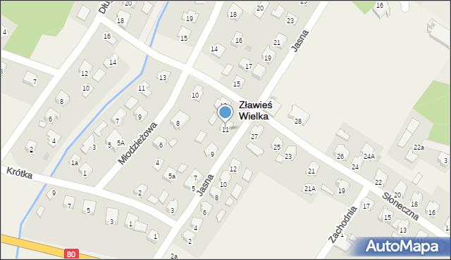 Zławieś Wielka, Jasna, 11, mapa Zławieś Wielka