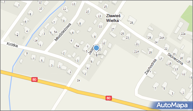 Zławieś Wielka, Jasna, 8, mapa Zławieś Wielka