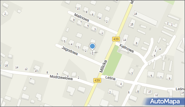 Żmigródek, Jagodowa, 1, mapa Żmigródek