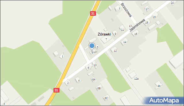 Żórawki, Jaśminowa, 3, mapa Żórawki