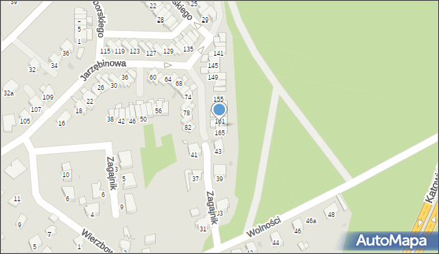 Żory, Jarzębinowa, 163, mapa Żor