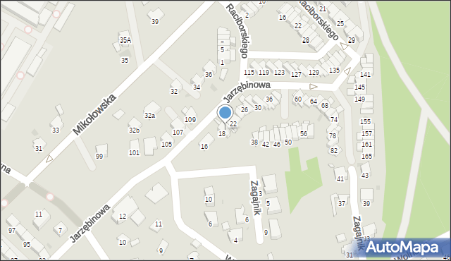 Żory, Jarzębinowa, 20, mapa Żor