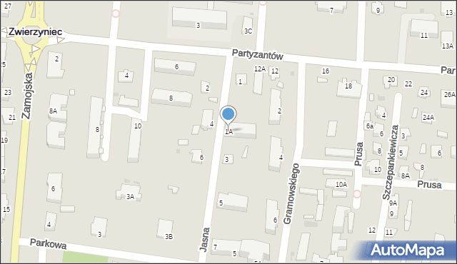 Zwierzyniec, Jasna, 1A, mapa Zwierzyniec