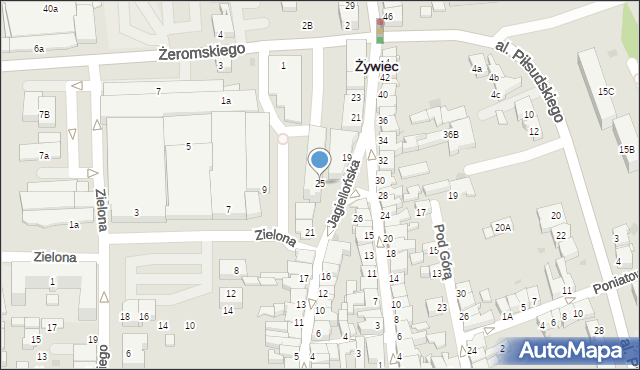 Żywiec, Jagiellońska, 25, mapa Żywiec