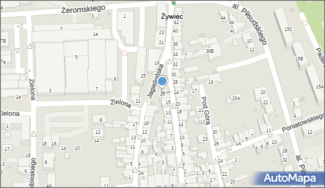 Żywiec, Jagiellońska, 26, mapa Żywiec