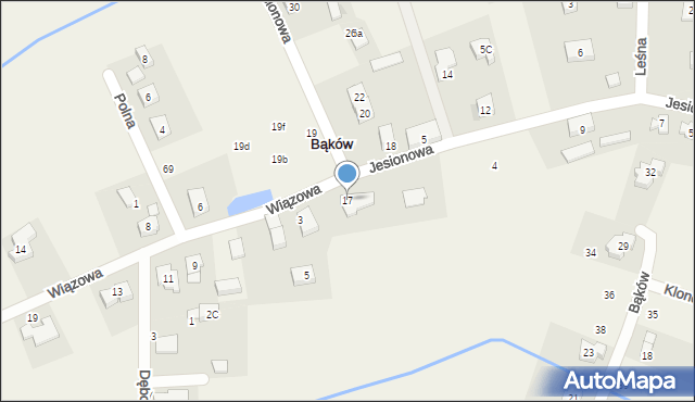 Bąków, Jesionowa, 17, mapa Bąków