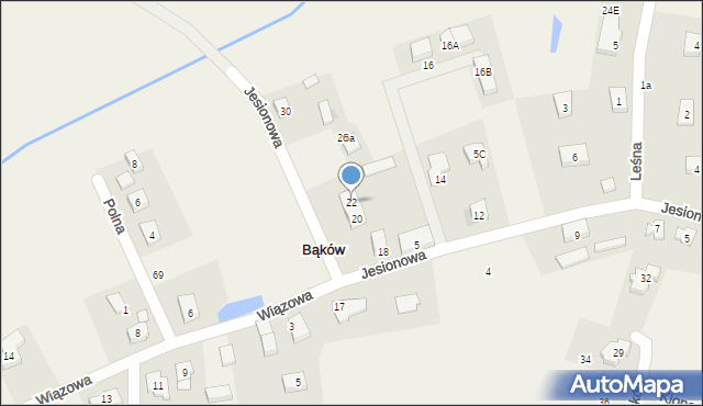 Bąków, Jesionowa, 22, mapa Bąków