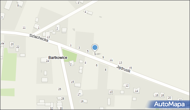 Bartkowice, Jędrusik Kaliny, 7, mapa Bartkowice