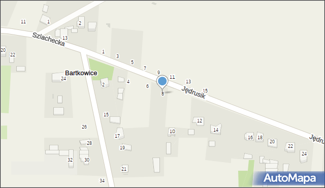 Bartkowice, Jędrusik Kaliny, 8, mapa Bartkowice