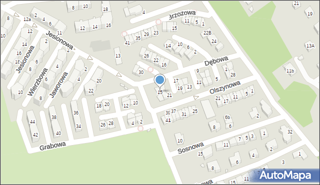 Będzin, Jesionowa, 15, mapa Będzin