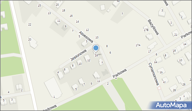 Bezrzecze, Jesionowa, 14, mapa Bezrzecze