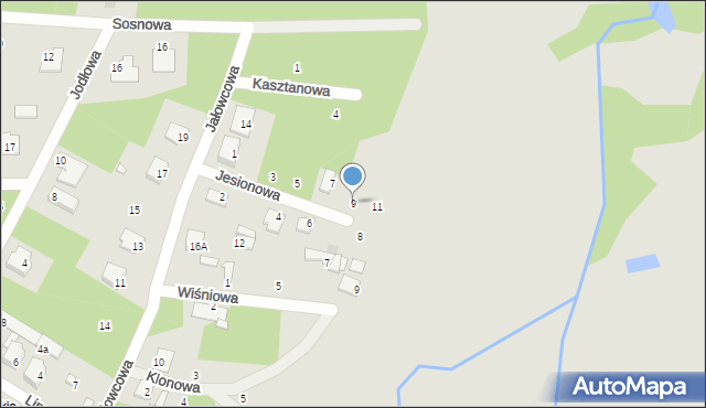 Białobrzegi, Jesionowa, 9, mapa Białobrzegi