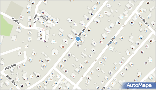 Bielsko-Biała, Jemiołowa, 38, mapa Bielsko-Białej