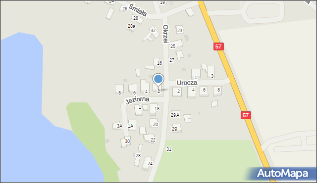 Biskupiec, Jeziorna, 2, mapa Biskupiec