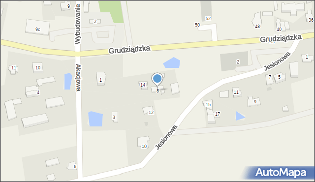 Biskupiec, Jesionowa, 8, mapa Biskupiec