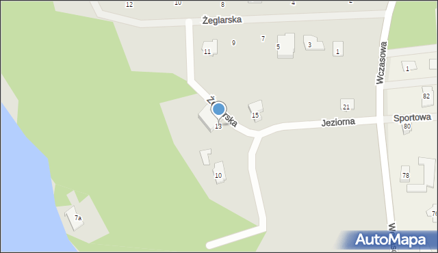 Brodnica, Jeziorna, 13, mapa Brodnica