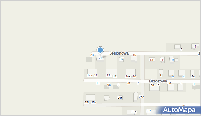 Brzezia Łąka, Jesionowa, 21, mapa Brzezia Łąka