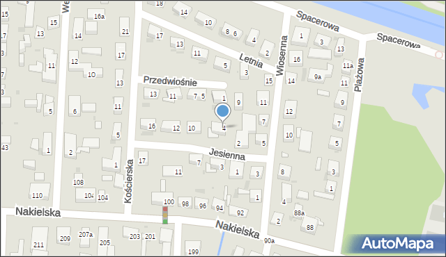 Bydgoszcz, Jesienna, 4, mapa Bydgoszczy