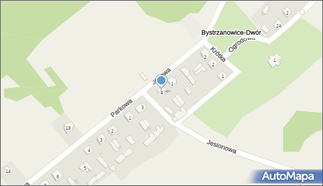 Bystrzanowice-Dwór, Jesionowa, 4, mapa Bystrzanowice-Dwór