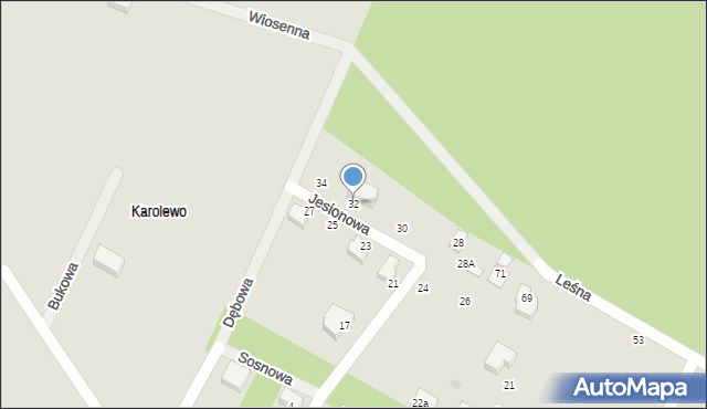 Chojnice, Jesionowa, 32, mapa Chojnic