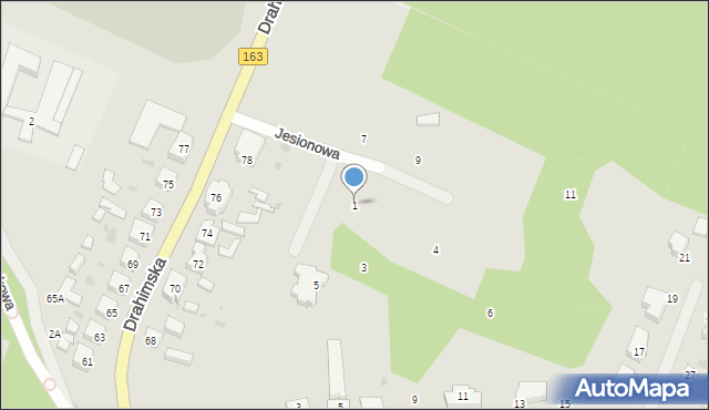 Czaplinek, Jesionowa, 1, mapa Czaplinek