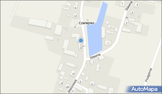 Czerlejnko, Jesionowa, 14, mapa Czerlejnko