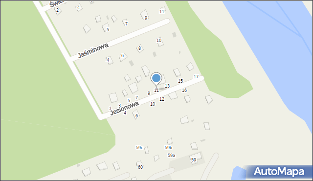 Dzbądz, Jesionowa, 11, mapa Dzbądz