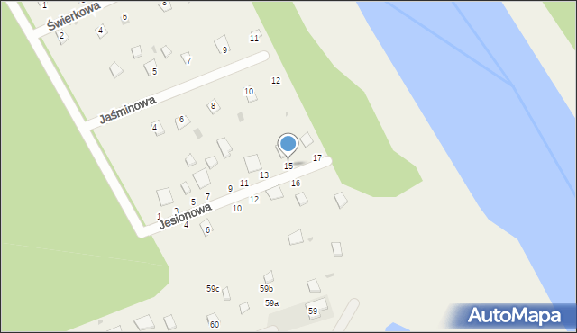 Dzbądz, Jesionowa, 15, mapa Dzbądz