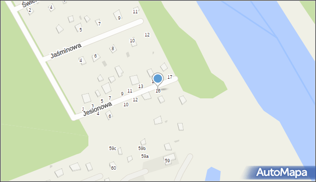 Dzbądz, Jesionowa, 16, mapa Dzbądz