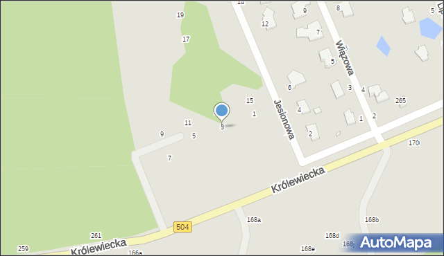 Elbląg, Jesionowa, 3, mapa Elbląga