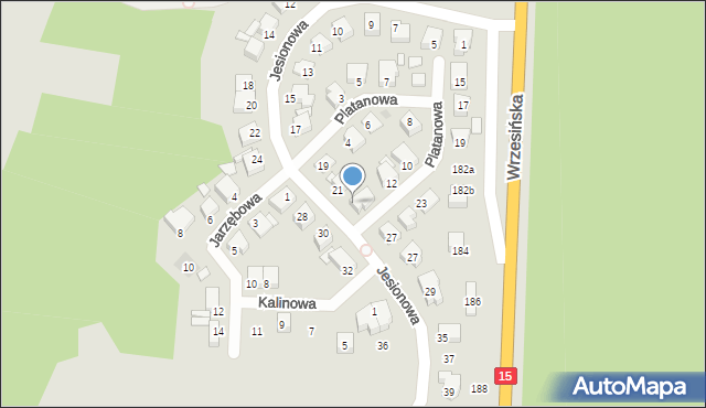 Gniezno, Jesionowa, 23, mapa Gniezna