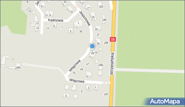 Gniezno, Jesionowa, 43, mapa Gniezna