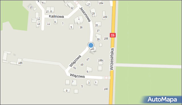 Gniezno, Jesionowa, 45, mapa Gniezna