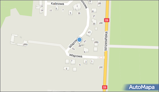 Gniezno, Jesionowa, 49, mapa Gniezna