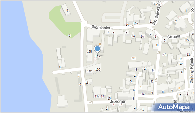 Gniezno, Jeziorna, 12a, mapa Gniezna