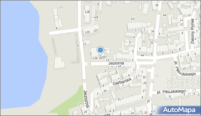 Gniezno, Jeziorna, 14, mapa Gniezna