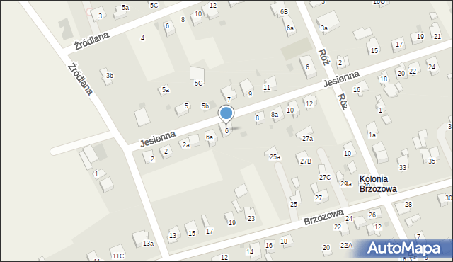 Goczałkowice-Zdrój, Jesienna, 6, mapa Goczałkowice-Zdrój