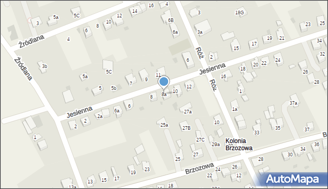 Goczałkowice-Zdrój, Jesienna, 8a, mapa Goczałkowice-Zdrój