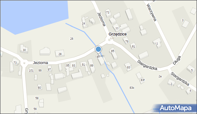 Grzędzice, Jeziorna, 87, mapa Grzędzice