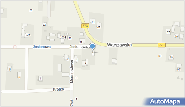 Iwanowice Dworskie, Jesionowa, 1, mapa Iwanowice Dworskie