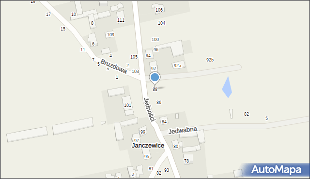 Janczewice, Jedności, 88, mapa Janczewice